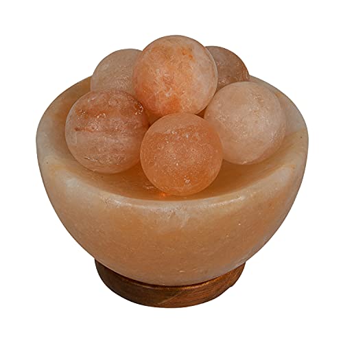 Himalayan Fire Bowl Salt Lamp with 6 Massage Balls Premium Quality Authentic from Pakistan