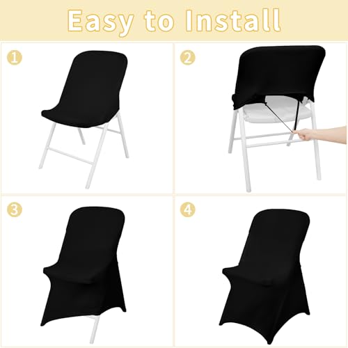 Black Chair Covers Stretch Folding Chair Covers Universal Spandex Fitted Chair Slipcovers for Wedding Dining Party Banquet Holidays Celebration Trade Show Craft Show Decoration (36 Pack)