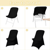 Black Chair Covers Stretch Folding Chair Covers Universal Spandex Fitted Chair Slipcovers for Wedding Dining Party Banquet Holidays Celebration Trade Show Craft Show Decoration (36 Pack)
