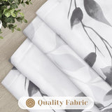 HOMEIDEAS Non-See-Through Light Grey and White Privacy Sheer Curtains 52 X 63 Inch Length 2 Panels, Leaf Floral Printed Light Filtering Semi Sheer Window Curtains Drapes for Bedroom Living Room