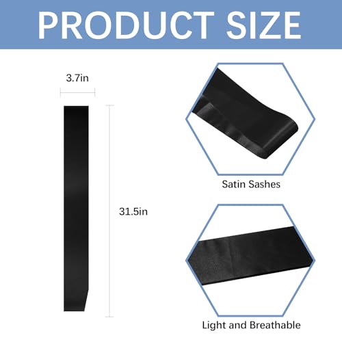 Black Sashes Blank Sashes for Pageants Plain Sashes for Beauty Pageants Satin Sash to Decorate (Black 15 PCS)