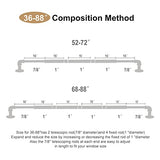OLV Curtain Rod 36 to 91 Inch, Black Industrial Curtain Rods for Windows, 1 Inch Diameter Blackout Wrap Around Heavy Duty Window Treatment Rod for Bedroom, Living Room, Easy Installation