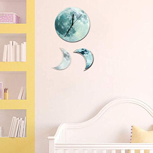 Creative Watches Nursery Decoration Luminous Fluorescent Crescent Pendulum Moon Wall Clock (Natural)