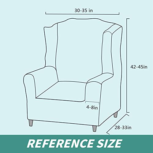 YEMYHOM 1 Piece Stretch Wingback Chair Slipcover Latest Jacquard Design Wing Chair Cover Non Slip Furniture Protector with Foam Rods for Living Room (Wing Chair, Light Gray)