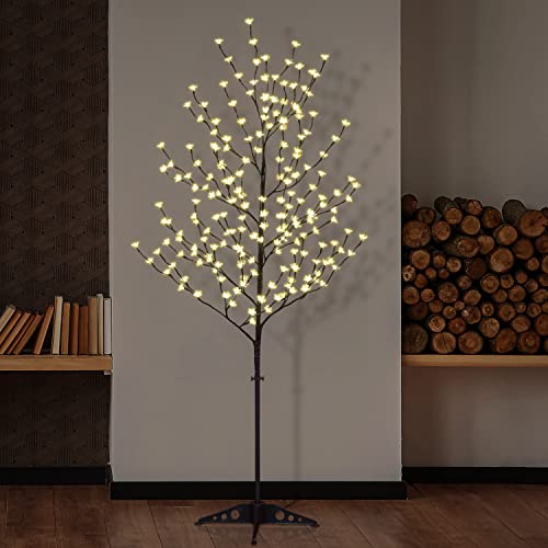 Lightshare Set of 3 LED Cherry Blossom Trees, 4FT 5FT and 6FT Lighted Artificial Trees for Decoration Inside and Outside, Home Patio Wedding Festival Christmas Decor