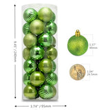 Small Size 28ct shatterproof Christmas Ball Ornaments in 4 Classic finishes for Christmas Tree Decoration (Lime Green, 1.57“ Mini Size)