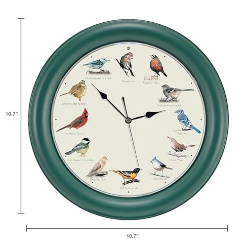 Mark Feldstein, The Original Singing Bird Clock, 10.7 Inch, Green