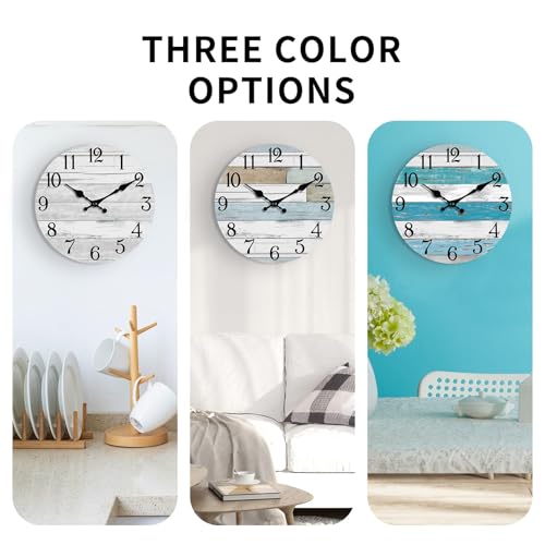 KECYET Wall Clock Battery Operated 8 Inch Silent Non Ticking Coastal Design Country Rustic Retro Decorative for Bathroom Kitchen Living Room Bedroom