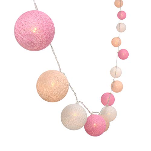 Gardeningwill 3M/10Ft 30 Pink White Ball LED Xmas Wedding Battery Operated String Fairy Light