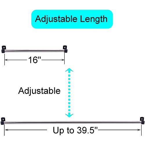 YYST Type A 16" to 39.5" Swivel End Window Curtain Sash Rod for Top & Bottom Doors & Sidelights Petite Café Sidelight Rods W Screws (Black-2)