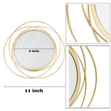 3 Set Round Mirrors for Wall Decor Living Room Bedroom Bathroom Dining Room Metal Circle Mirror Set Boho Decorative Sunburst Wall Art Accent Entryway - Gold 11 in