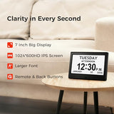 Pastigio Digital Clock, Dementia Clock with Date and Time, 10 Reminders, 6 Alarms, Auto-Dimming, Auto DST, Remote Control, Large Display Alarm Clock for Seniors