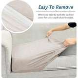 Loveseat Cushion Cover Leather-Look 1PC Stretch Love Seat Slipcover for Living Room Individual Couch Seat Protector, Pet-Friendly, Non-Slip, Easy Fit - Beige