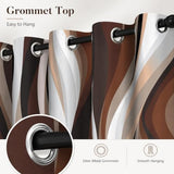Brown Abstract Blackout Curtain, Stripe Black White Gray Aesthetic Art Window Curtains Living Room Bedroom Decor Darkening Window Drapes Treatments, 2 Panels 52x84 Inch