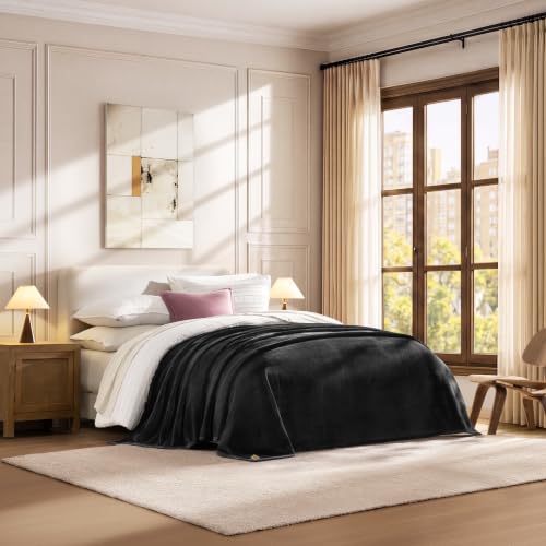 UGG Coco King Bed Blanket, Luxury Fleece Blanket, 110" x 92", Black (Ink)