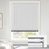 LazBlinds No Tools No Drill Cordless 1" Vinyl Mini Blinds, 100% Blackout Blinds for Indoor Windows, Room Darkening Privacy Window Blinds and Shades for Interior, 22" W x 64" H, White