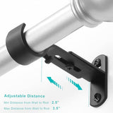 Adjustable Curtain Rod Brackets, Metal Window Drapery Rod Hanger Holders Hooks for 1 inch Rods (Black, Set of 3)