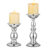 Nuptio Pillar Candle Holders Metal Candle Holder Ideal for 3 inches Candles, Silver Candle Holder for Living Room, Gardens, Spa, Aromatherapy, Incense Cones, Wedding, Party, 2 Pcs