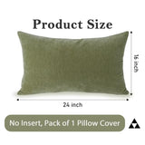 Chenille Lumbar Pillow Covers 16x24 inch Olive Sage Green
