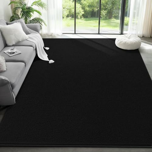 Large Modern Area Rugs for Living Room Bedroom, 6x9 Feet Black