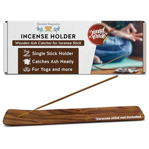 Alternative Imagination Wooden Incense Holder Tray - 10-Inch Ash Catcher for Single Incense Sticks, Meditation Accessories, Spiritual Decor, Home Fragrance, Mindfulness, Altar Display, Room Accent