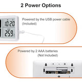 Lafocuse LCD White Digital Wall Clock Battery Operated, 8.5 Inch Large Display Digital Clocks with Date and Temperature, Modern Simple Desk Clock for Bedroom Living Room Office