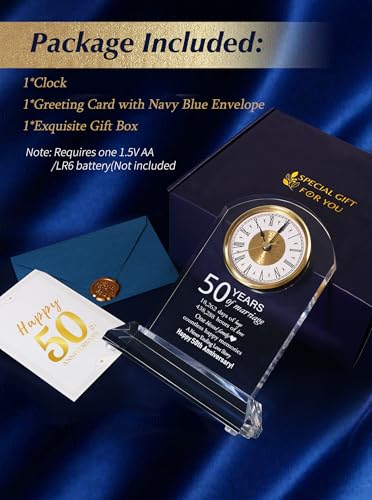 DEEWISH 50th Wedding Anniversary Clock, Best Gifts Ideas for Couple Parents Wife Husband Golden 50 Years of Marriage for Him Her