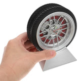 Car Tire Desk Clock with Stand Unique Tire Rim Design Compact 4.52X3.93X2.55In Quartz Movement for Bedroom Living Room Office Decor