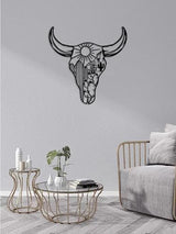 RESACO Cow Skull Metal Wall Art Western Wall Decor Western Home Decorations Southwestern Decor Desert Wall Sculptures for Living Room Bathroom Indoor Outdoor (Black 13in x13in)