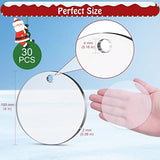 Cludoo 4 Inch Acrylic Ornaments Blanks, 30pcs Clear Round Acrylic Ornament Blanks, Acrylic Circle Disc Ornament Blanks with Hole for Vinyl, Christmas Decor, Engraving, Painting, and DIY Crafting