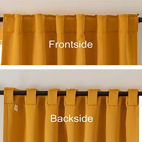 Pickluc Blackout Curtains 84 Inches Long 2 Panels, Black Out Drapes for Bedroom or Living Room, Back Tab and Rod Pocket Top, Set of Two, Mustard Yellow, 52" Wide and 84" Length.