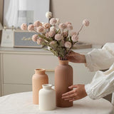 Large Modern Ceramic Vase Set, Coffee Ribbed Matte Design, 3-Piece Decorative Vases for Home, Living Room, Office (XL Coffee Mix)