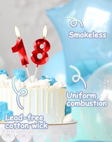 Red Birthday Candles for Cake, Number 10 Candle for 10th Birthday Decorations, 3D Design Cake Topper Decorations for Boy Girl Women Men Birthday Theme Party Anniversary Celebration Supplies