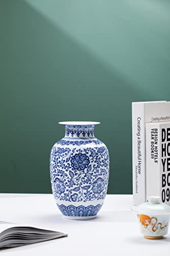 Blue Vase, Chinoiserie Vase, Ginger Jar Vase for Home Decor, Blue and White Porcelain Decor,9 "H