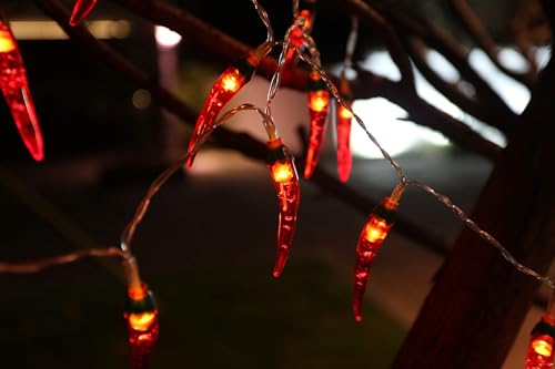 OKBA 2pack red Chili Pepper String Lights,40 LED Pepper String lamp Indoor Kitchen Decor Outdoor Mexican Decorations Light, Battery Powered for Chinese New Year,Holiday Party,Christmas Home Decor