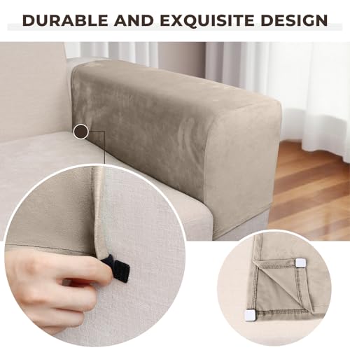 Couch Arm Covers 2 Pcs Sofa Armrest Covers Stretch Couch,Armrest Cover for Chairs Scratch-Resistant Sofa Arm Cover Armchair Slipcovers,Taupe