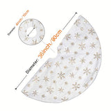 LOMOHOO Christmas Tree Skirt Large White&Gold Luxury Faux Fur with Snowflakes Tree Skirt Christmas Decorations Plush Tree Skirts Xmas Ornaments (36 inches/90cm)