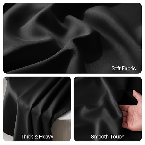 RYB HOME 100% Blackout French Door Curtain for Door Window with Dual Rod Pocket No Coating - Privacy Assured Thermal Insulated Room Darkening Drapes for Sidelight Window, W 26 x L 72, 1 Panel, Black