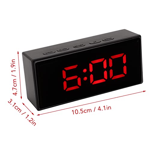 Smart LED Digital Alarm Clock Mirror for Energy Saving Backlight Temperature Display Night Mode Suitable (Red)
