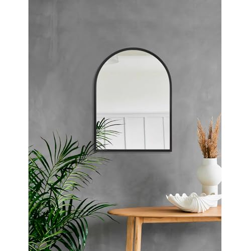 Arch Wall Mirror 20"x16" Large Black Bathroom Mirror Metal Frame Mirrors for Wall, Decoration Vanity Bedroom Entryway Living Room