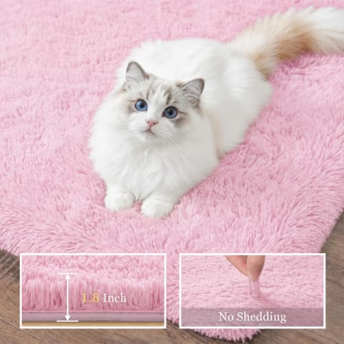 10x12 Area Rug Living Room Bedroom: Fluffy Plush Shag Carpet Pink