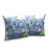 Blue Hydrangea Pillow Covers 18x18 Set of 2 Spring Summer Decorative Pillow Covers Flower Throw Pillow Case Square Cotton Linen Cushion Case for Outdoor Living Room Couch Sofa