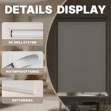 HESTIA No Drill Cordless Blackout Roller Shades Screwless Waterproof Shower Window Blinds, Auto-Retraction Easy Install Blind for Bathroom/Kitchen/Office/Exterior, White, 22" W x 54" H