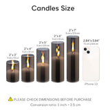 Grey Glass Flameless Pillar Candles with Remote Batteries Set of 5