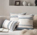 Cethom Boho Throw Pillow Covers 18x18 Inch Set of 2, Blue Textured Decorative Couch Pillow Cases for Farmhouse Home Decor, Accent Cushion Cover for Sofa, Bed, Living Room, Bedroom