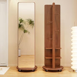 360° Rotatable Full Length Mirror with Coat Rack - White Wooden Floor Mirror for Living Room, Bedroom & Cloakroom - 2-in-1 Standing Mirror and Coat Stand