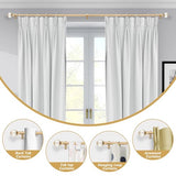 Ceramic Curtain Rods for Windows 18 to 55 Inch,1 Inch Adjustable Telescoping Drapery Rod Heavy Duty Window Treatment Single Curtain Rod Set for Bedroom,Gold Beige