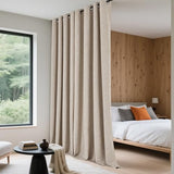 PONY DANCE Linen Blackout Curtains for Bedroom 84 Inches Long, Thermal Insulated Grommet 100% Black Out Window Drapes for Living Room, Sliding Door Curtains 2 Panels Set, 52" W x 84" L, Natural Linen