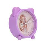 Depesche TOPModel Blooming Kitty 14063 Children's Alarm Clock with Model Cat Motif Silent Clock with Light Function Purple