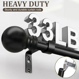 Black Curtain Rods for Windows 72 to 144 Inch 1" Diameter Heavy Duty Metal Adjustable Extra Long Blackout Traverse Window Treatment Rods with Decorative Finials Doorway Living Room Bedroom Kitchen